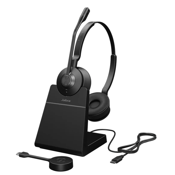 Jabra Engage 55 Stereo UC USB-C Wireless Headset With Charging Stand, Black 4 Jabra Engage 55 Stereo UC USB-C Wireless Headset With Charging Stand, Black - Image 2
