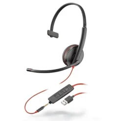POLY Blackwire C3215 Mono USB-A 3.5mm Wired UC Headset, Black