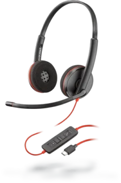POLY Blackwire 3220 Stereo USB-C Wired Headset, Black