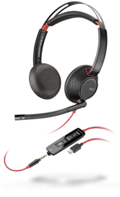 POLY Blackwire 5220 Stereo USB-C Wired Headset, Black