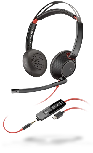 POLY Blackwire 5220 Stereo USB-C Wired Headset, Black 3 POLY Blackwire 5220 Stereo USB-C Wired Headset, Black