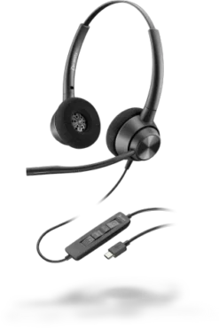 POLY EncorePro 320 Stereo USB-C Wired Headset, Black